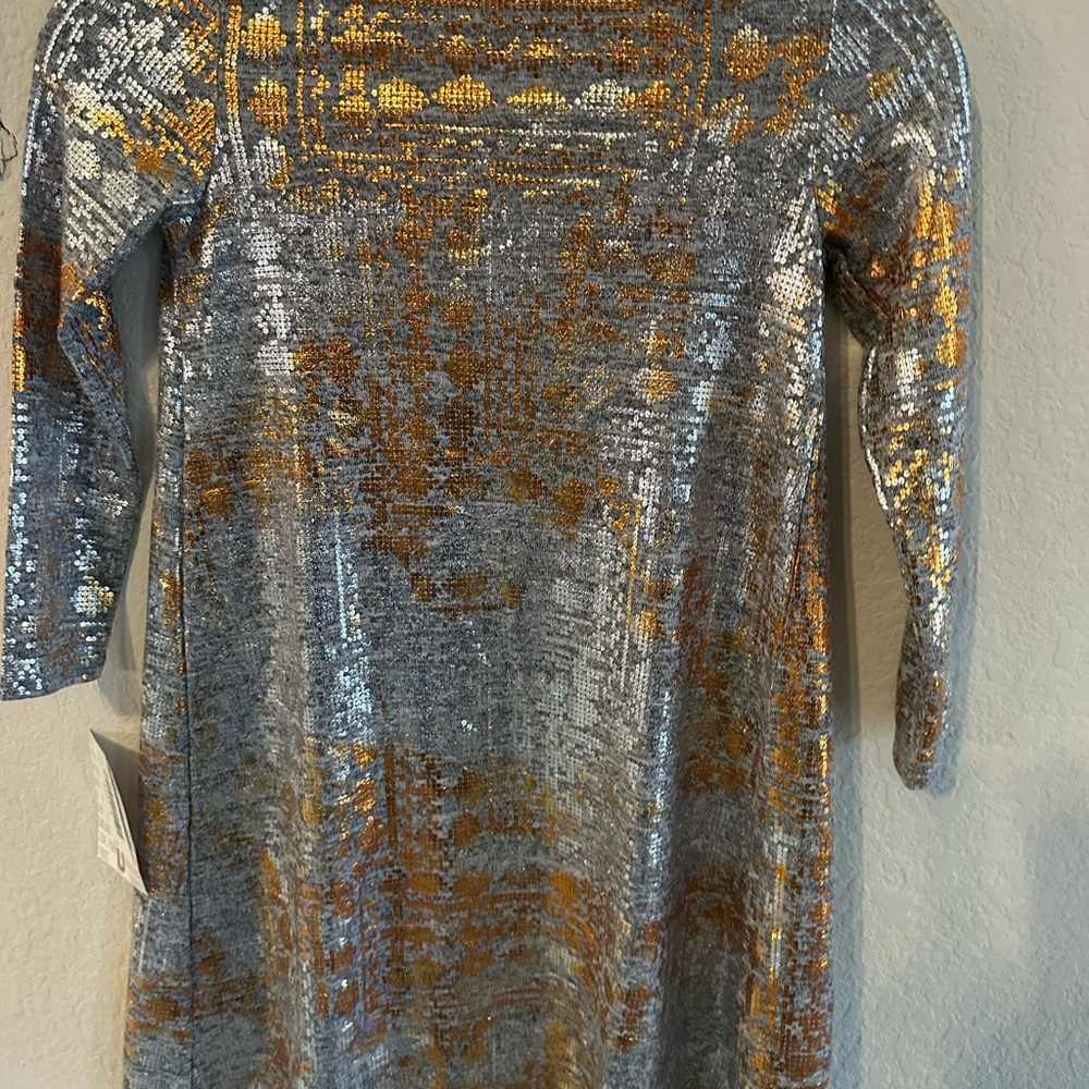 LuLaRoe Gray and Gold Trim Cardigan - Picture 5 of 7